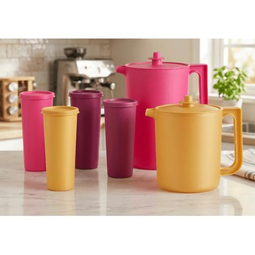 Tupperware Party-Ready Shatter-Proof Versatile Beverage Drinkware Set - Pink .