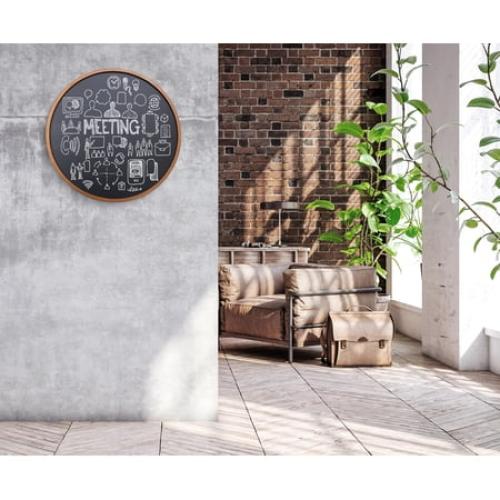 Better Office Products Round Magnetic Chalkboard with Wooden Frame for Office and Home, 18x18 inches with Mounting Hardware, 4-Piece Chalk Set, and Eraser Included (Rustic Brown)