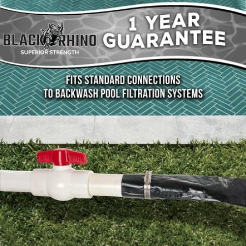 U.S. Pool Supply Black Rhino 1-1/2 x 100' Pool Backwash Hose with Hose Clamp - Extra Heavy Duty Superior Strength, Thick 1.2mm (47mils) - Weather Burst Resistant - Drain Clean Swimming Pools