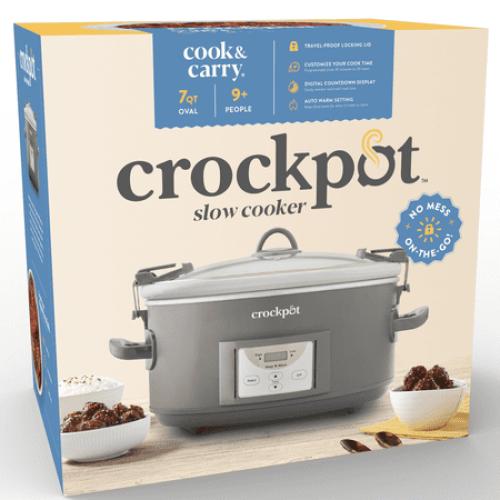 Crock-Pot 7-Quart Cook and Carry Programmable Slow Cooker, Grey