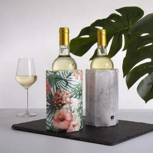 Vacu Vin Active Cooler Wine Chiller - Reusable, Flexible Wine Bottle Cooler - Floral Print - Wine Cooler Sleeve For Standard Size Bottles - Insulated Wine Bottle Chiller to Keep Wine Cold