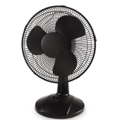 Mainstays 12-Inch Black Table Fan with 3-Speed Settings and Oscillation