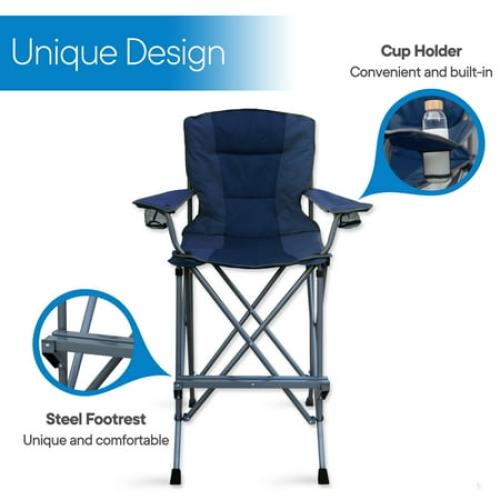 RMS Extra Tall Bar Height Director Chair with Carrying Bag, Blue