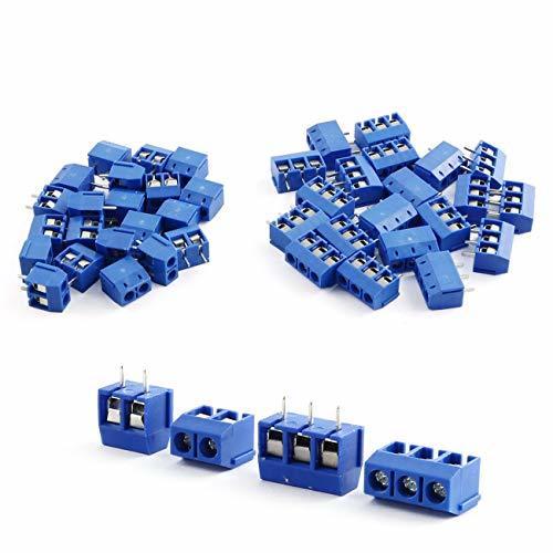 ZYAMY 50pcs KF301-2P/3P PCB Panel Mount Screw Terminal Block Connector(30pcs 2-Pin 20pcs 3-Pin)