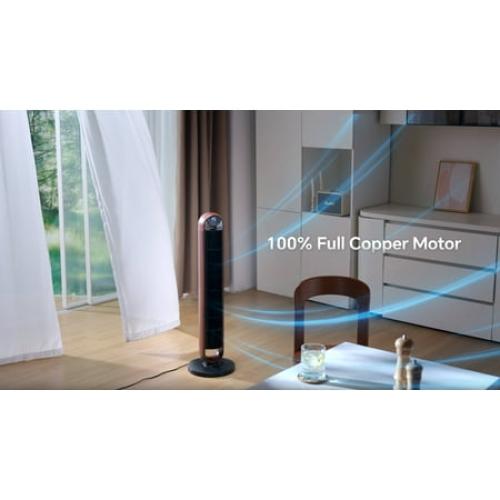 Better Homes & Gardens 40'' 5-Speed Oscillating Tower Fan with Remote Control, 3 Wind Modes, 12H Timer, Walnut & Black