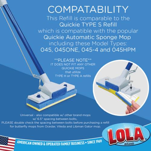 LOLA SqueezeMatic Butterfly Sponge Mop Refill, 9 Wide Super Absorbent Head - 1 CT