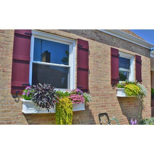 12 in. x 43 in. Lifetime Vinyl Standard Three Board Spaced Board and Batten Shutters Pair Tuxedo Grey (NO TEST)