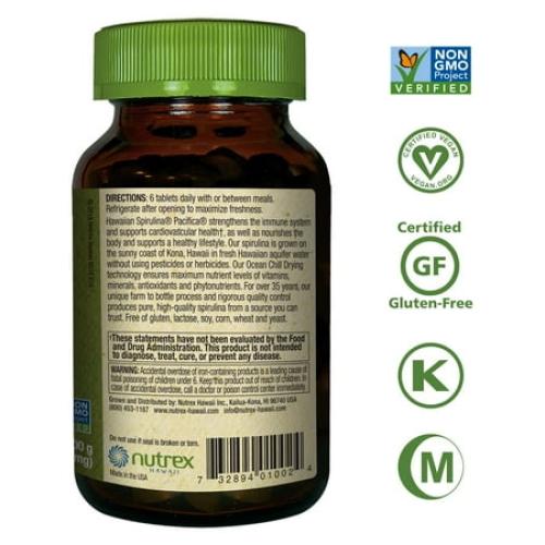 Pure Hawaiian Spirulina - 500 mg Tablets 200 Count