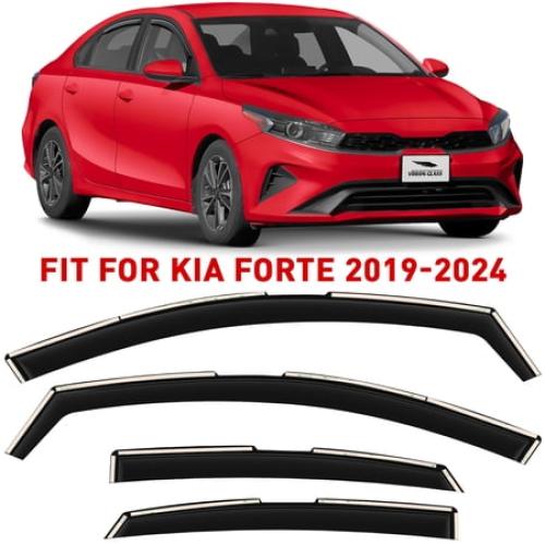 Voron Glass in-Channel Extra Durable Rain Guards for Kia Forte 2019-2024, Window Deflectors, Vent Window Visors, 4 Pieces - 201184