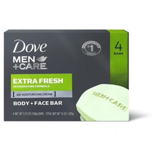 3pack Dove Men Care Body   Face Bar Invigorating Formula, Extra Fresh, 3.75 oz 4 Bars