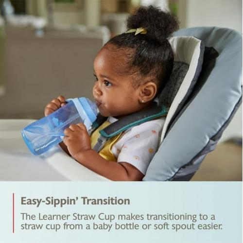Color Blue NUK Learner Straw Cup 10oz - Toddler Cup with Soft Straw for Easy Drinking Suitable for Ages 8 Months and Up