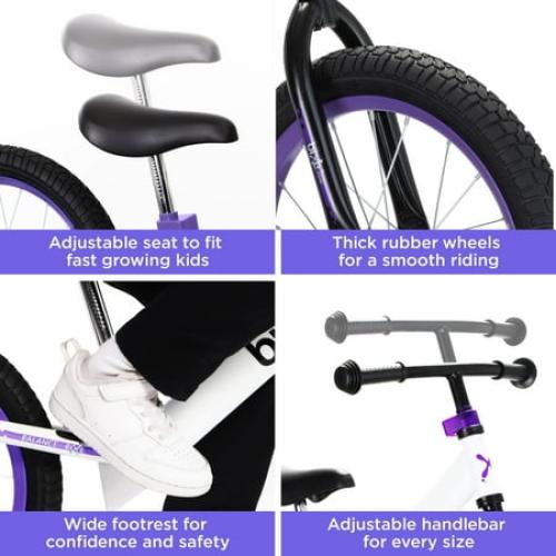Bixe 16 Pro Balance Bike for for Big Kids 5 to 9 Years Old (Violet)