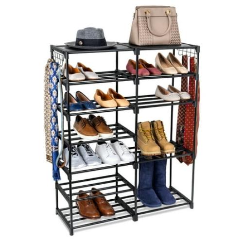 Mainstays 7-Tier Space-Saving Shoe Rack, Holds up to 21 Pairs, Black