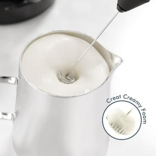 New England Stories Battery Operated Handheld Milk Frother, Black