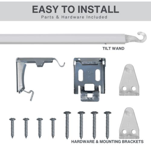 Lotus & Windoware Cordless 1 Vinyl Mini Blind Light Filtering Horizontal Blind, 35 Width x 60 Length, White, Smooth