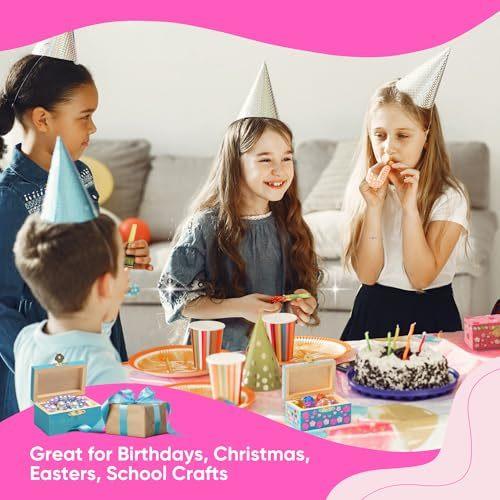 10 Sets Jewelry Box Painting Set for Kids with Stickers - Bulk Stockings & Birthday Goodie Bag Stuffer - Kids Party Favors Toy Return Gifts - Unfinished Wooden Treasure Boxes For Arts & Craft