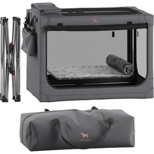 NOAH & PAW Collapsible Dog Crate 30 Inches, Large Dog Crate for Large Medium Breeds, Travel Kennel for Car, Including Pet Mat for Pet Cage, 2 Storage Pockets, Handbag, 10mm Locking Zipper 30*21*21