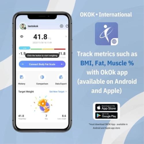 Digital Body Scale Trnr-BDYSCLE-BLK, Home Essential Body Weight Scale for People, Durable Bathroom Accessory, Compatible with Apple and Android OS, Workout and Fitness Equipment