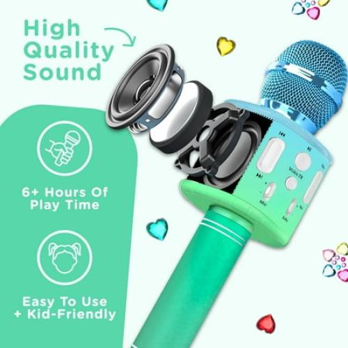 Pink Move2Play, Kids Karaoke Microphone | Personalize with Jewel Stickers | Birthday Gift for Girls, Boys & Toddlers | Girls Toy Ages 3, 4-5, 6, 7, 8  Years Old
