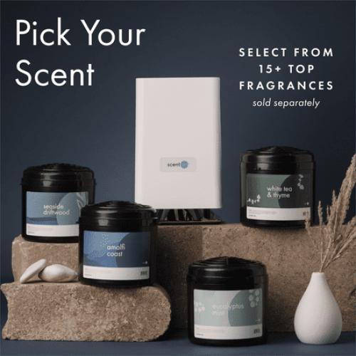 ScentAir Whisper HOME Diffuser – Sleek Ultra-Quiet System for Home, Adjustable Scent Settings, White