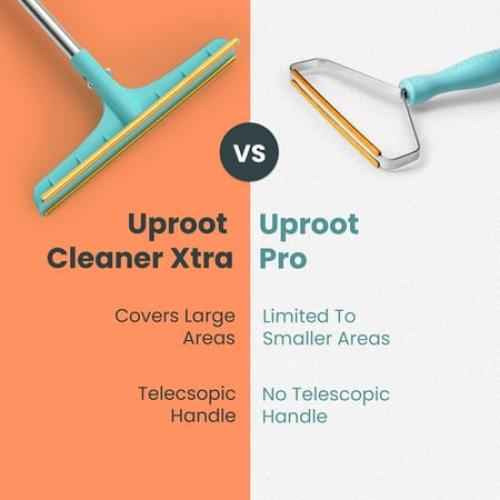 Uproot Clean Xtra - Reusable Pet Hair Removal Broom with Innovative Metal Edge Design - Telescopic Handle Pet Hair Broom - Durable Carpet Rake for Pet Hair Removal - Easy Pet Hair Remover for Carpet