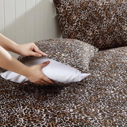 Beatrice Home Fashions, Whimsical Zara Leopard Print 4PC Sheet Set, Queen