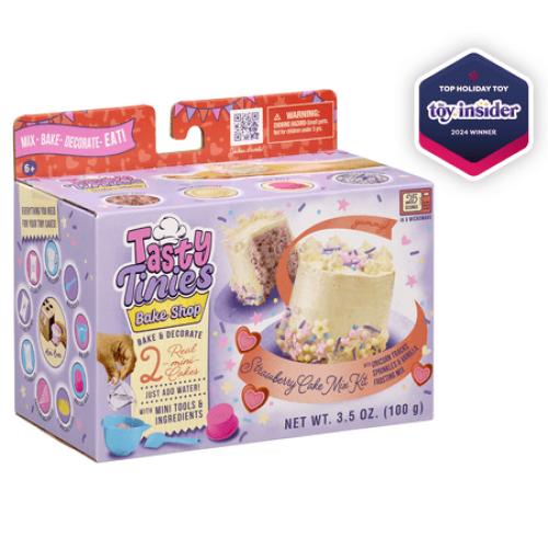 Tasty Tinies Bake Shop- Mini Baking Set w/ Strawberry Cake Mix, Vanilla Frosting, Unicorn Sprinkles