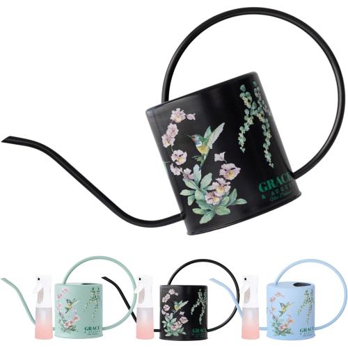 Watering Can for Indoor House Plants - Cute Decorative Metal Gardening Small Water Can for Houseplants & Flowers with Long Spout - 1.5L 51floz 0.4 Gallon (Hummingbird Black)