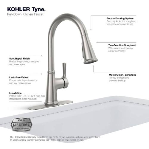 Tyne Single-Handle Pull-Down Sprayer Kitchen Faucet in Vibrant Stainless