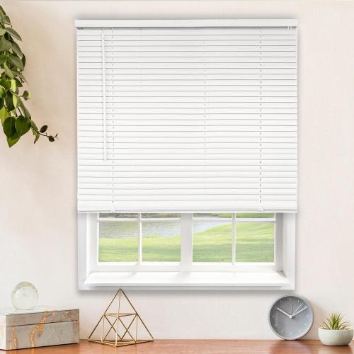 White Cordless Room Darkening Vinyl Mini Blind with 1 in. Slats 46 in. W x 60 in. L