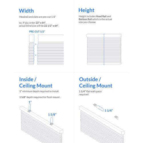 White Cordless Room Darkening Vinyl Mini Blind with 1 in. Slats 46 in. W x 60 in. L