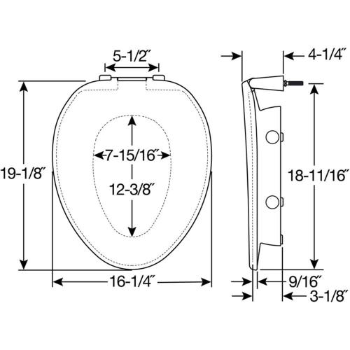 Size 3 BEMIS Assurance Elongated Plastic Closed Front Toilet Seat in White Never Loosens, raised 3