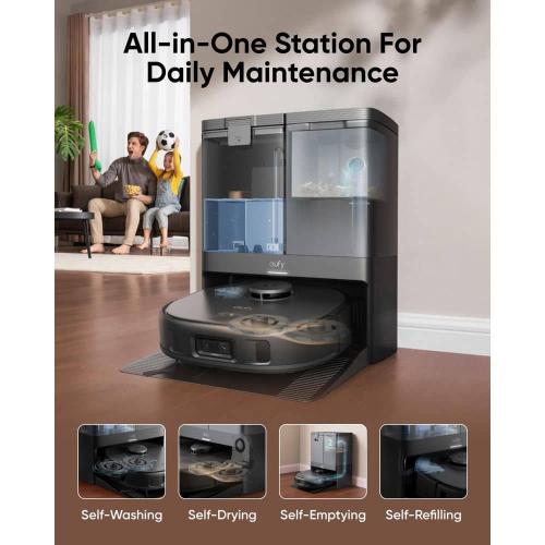 Omni X10 Pro 13.9 in. Robotic Vacuum and Mop with Smart Navigation, Bagless, Washable Filter, Multi-Surface in Black