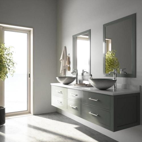 Giovanni Artistic Silver Glass 17 in. L x 17 in. W x 6 in. H Round Vessel Bathroom Sink