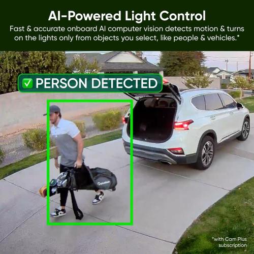 White Wyze Wired Outdoor Wi-Fi Floodlight v2 Home Security Camera with 2K Video, Color Night Vision, Motion Activated LEDs - White