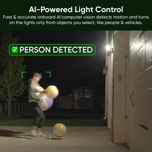 Wired Outdoor Wi-Fi Floodlight Pro Home Security Camera with 2K Resolution and App Control, Works with Alexa and Google