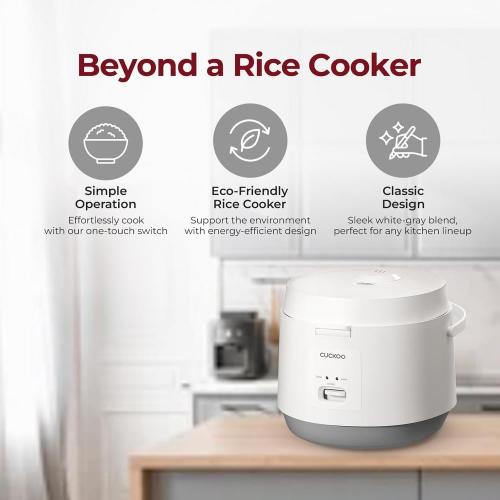 10-Cup (Uncooked)/20-Cup (Cooked) White Basic Rice Cooker and Warmer with Nonstick Inner Pot, Switch Press