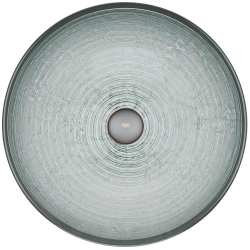 Giovanni Artistic Silver Glass 17 in. L x 17 in. W x 6 in. H Round Vessel Bathroom Sink