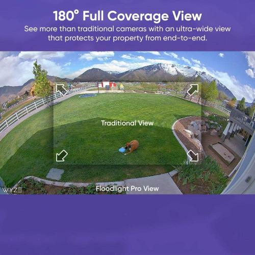 Wired Outdoor Wi-Fi Floodlight Pro Home Security Camera with 2K Resolution and App Control, Works with Alexa and Google