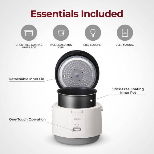 10-Cup (Uncooked)/20-Cup (Cooked) White Basic Rice Cooker and Warmer with Nonstick Inner Pot, Switch Press