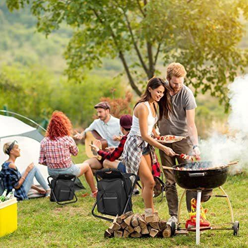 Jenseits Backpack Cooler Chair Portable Folding Seat Stool Lightweight Fishing Stool Outdoor Gear for Camping Travel Hiking Beach Picnic400 LBS Capacity(black)
