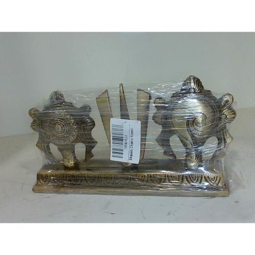 eSplanade Brass Shankh Chakra Namah Showpiece | Shankha Chakra Tilak | Shankha Gada Padma | Padmanabha Swami | Vishnu | Home Decor (8.75 Inches)