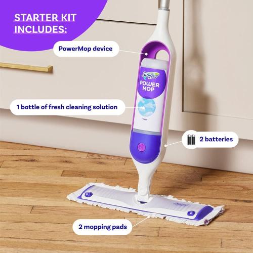 Power Mop Tile, Laminate and Wood Floor Starter Kit (1-Power Mop, 2-Pads, Cleaning Solution and Batteries)