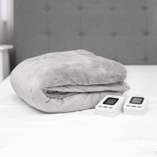 Soft Grey Polyester Fleece King Warming Blanket