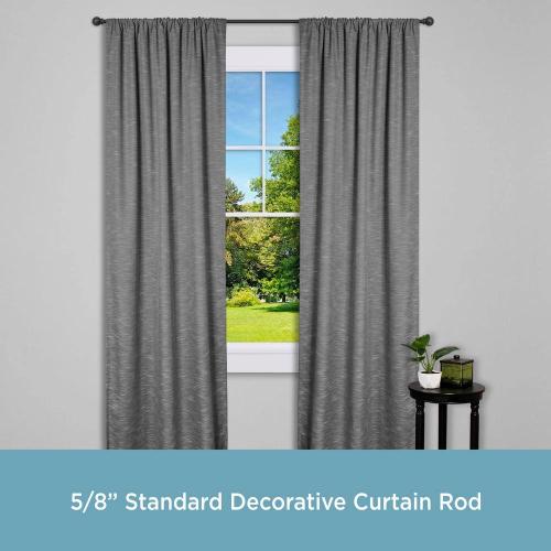 Chelsea 48 in. - 86 in. Adjustable Single Curtain Rod 5/8 in. Diameter in Black with Ball Finials