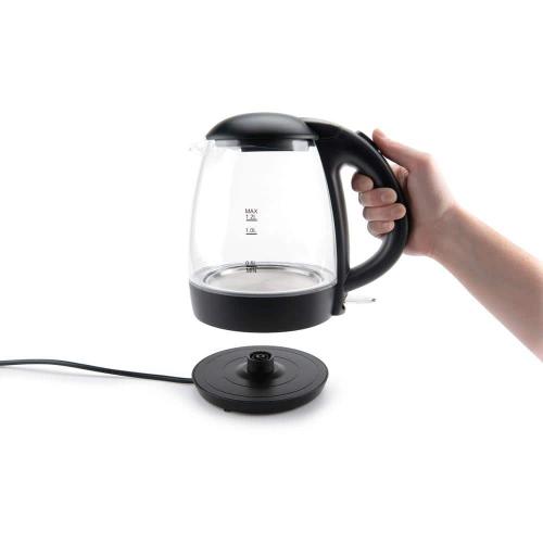 5-Cup Black Glass Corded Electric Kettle with Automatic Shut-Off