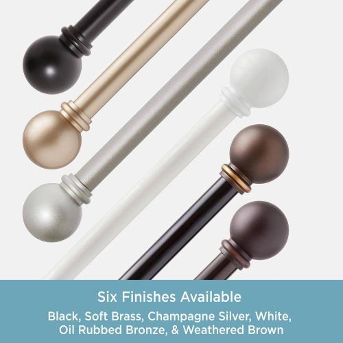 Chelsea 48 in. - 86 in. Adjustable Single Curtain Rod 5/8 in. Diameter in Black with Ball Finials