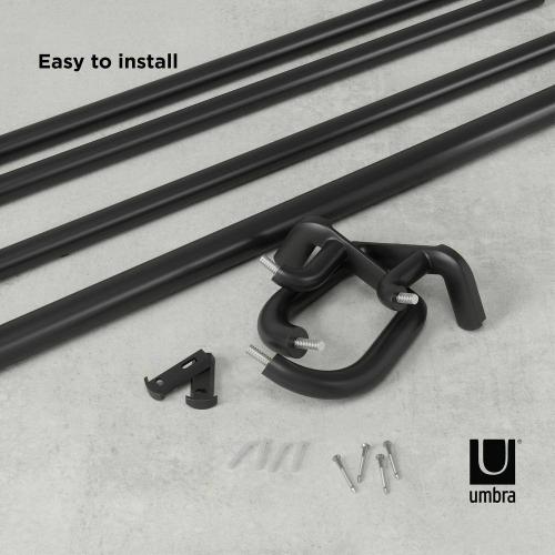 Twilight 60 in. -144 in. Adjustable Double 1 in. Curtain Rod, Black, Room Darkening