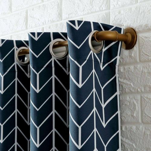 Kenwood Chevron Navy Polyester 40 in. W x 84 in. L Grommet Blackout Curtain (Single Panel)