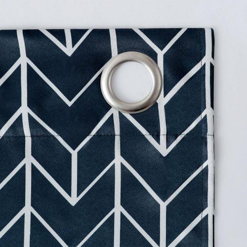 Kenwood Chevron Navy Polyester 40 in. W x 84 in. L Grommet Blackout Curtain (Single Panel)